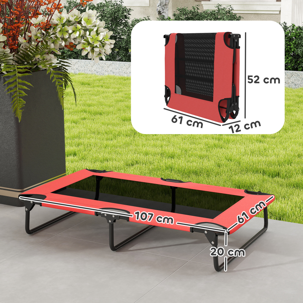 PawHut Raised Dog Bed with Breathable Mesh for S & M Dogs