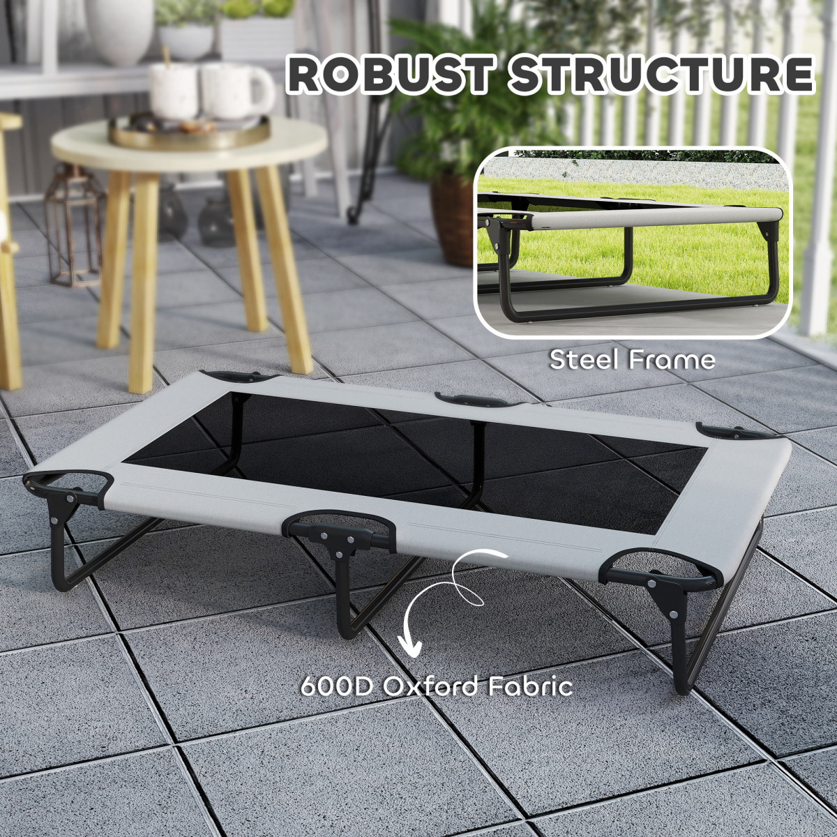 PawHut Raised Dog Bed with Breathable Mesh for S & M Dogs