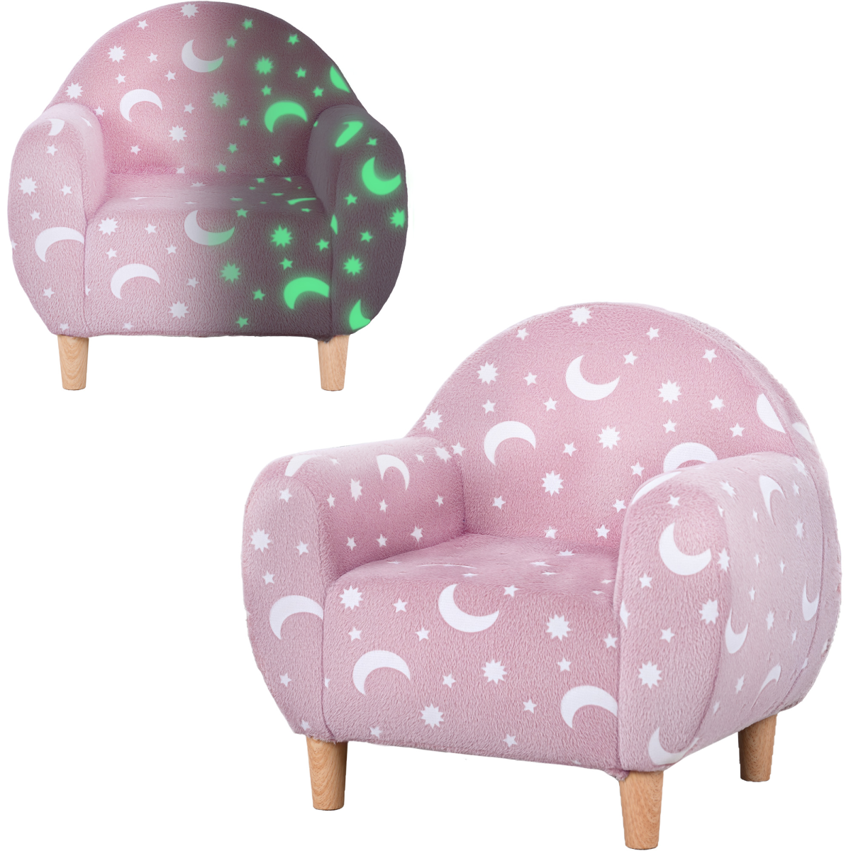 AIYAPLAY Kids Armchair, Glow in the Dark Chair for Bedroom, Grey