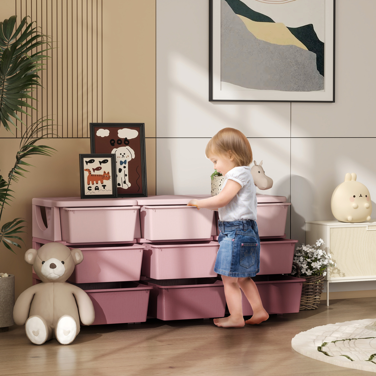 HOMCOM Kids Storage Units with Drawers 3 or 4 Tier Chest Dresser Tower Blue