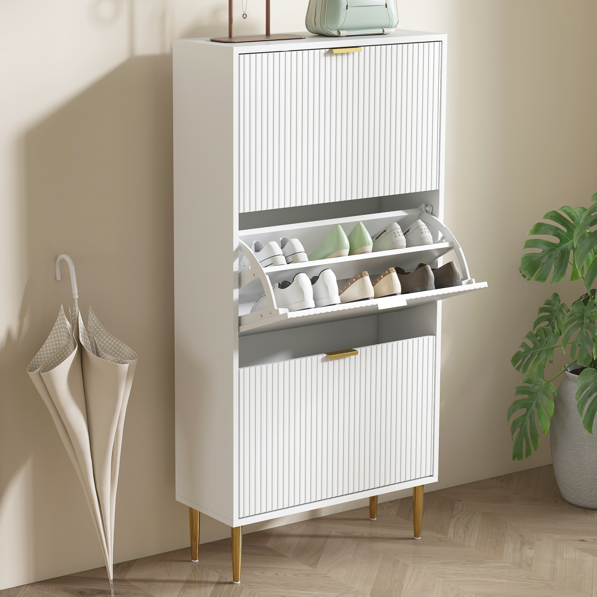 HOMCOM Slim Shoe Storage Cabinet with 2 or 3 or 4 Flip Drawers for Hallway