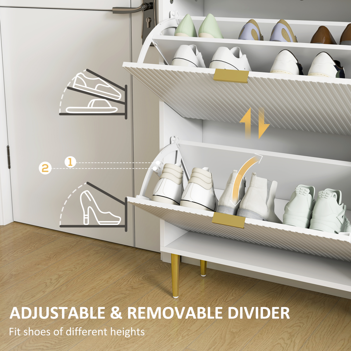 HOMCOM Slim Shoe Storage Cabinet with 2 or 3 or 4 Flip Drawers for Hallway