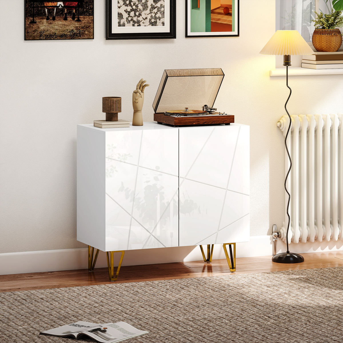HOMCOM Storage Cabinet, Sideboard with Adjustable Shelf, Black
