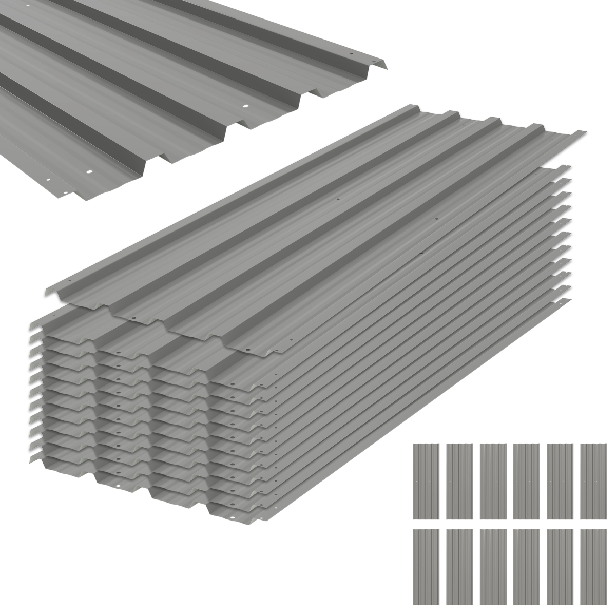Outsunny Pack of 12 Metal Roofing Sheets for Greenhouse, Black