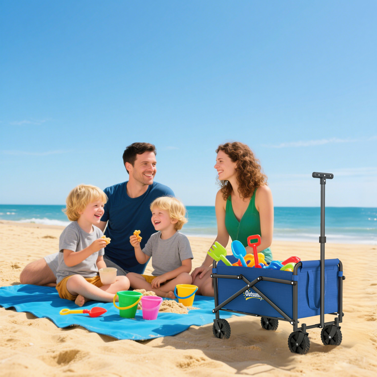 Outsunny 41L Festival Trolley, 60kg Heavy Duty Folding Trolley Cart, Black