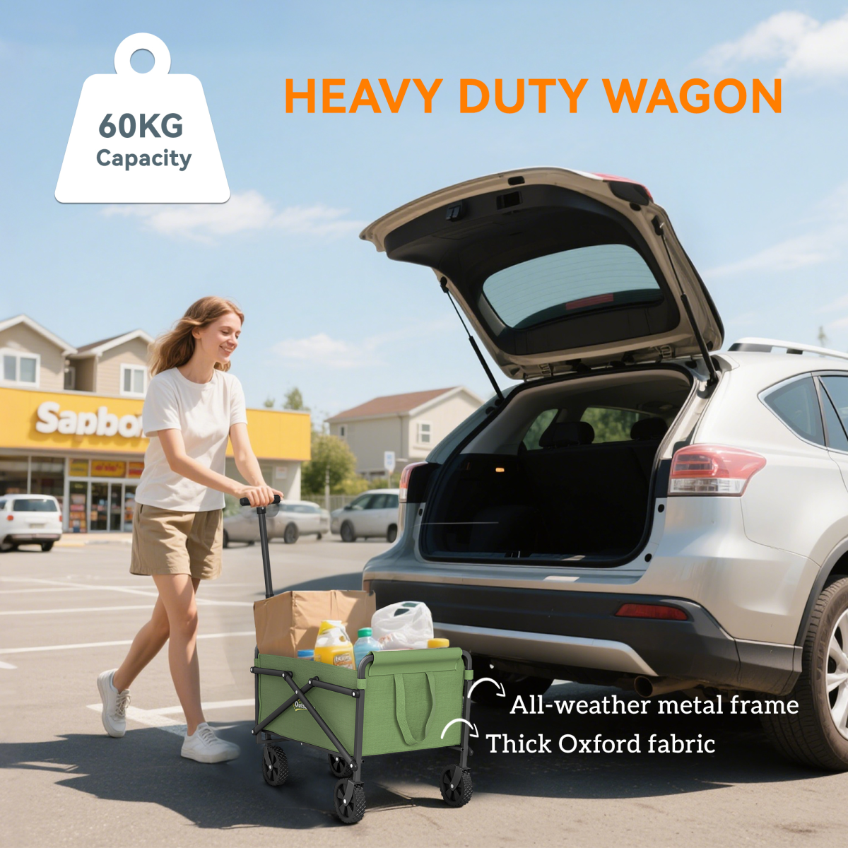 Outsunny 41L Festival Trolley, 60kg Heavy Duty Folding Trolley Cart, Black