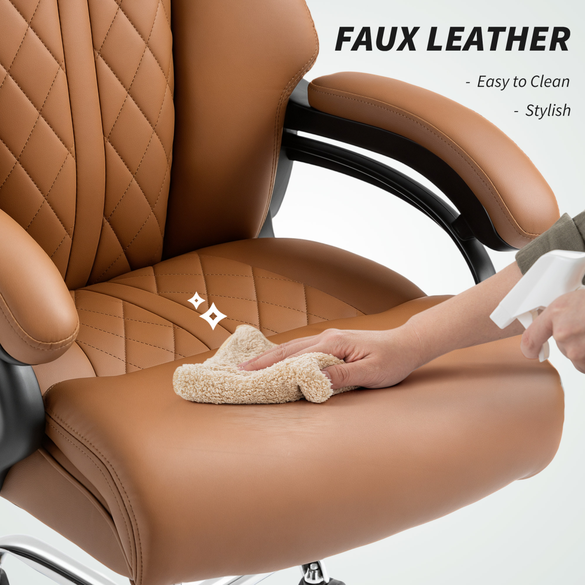 HOMCOM PU Leather Office Chair with Spring Padding, Swivel Wheels