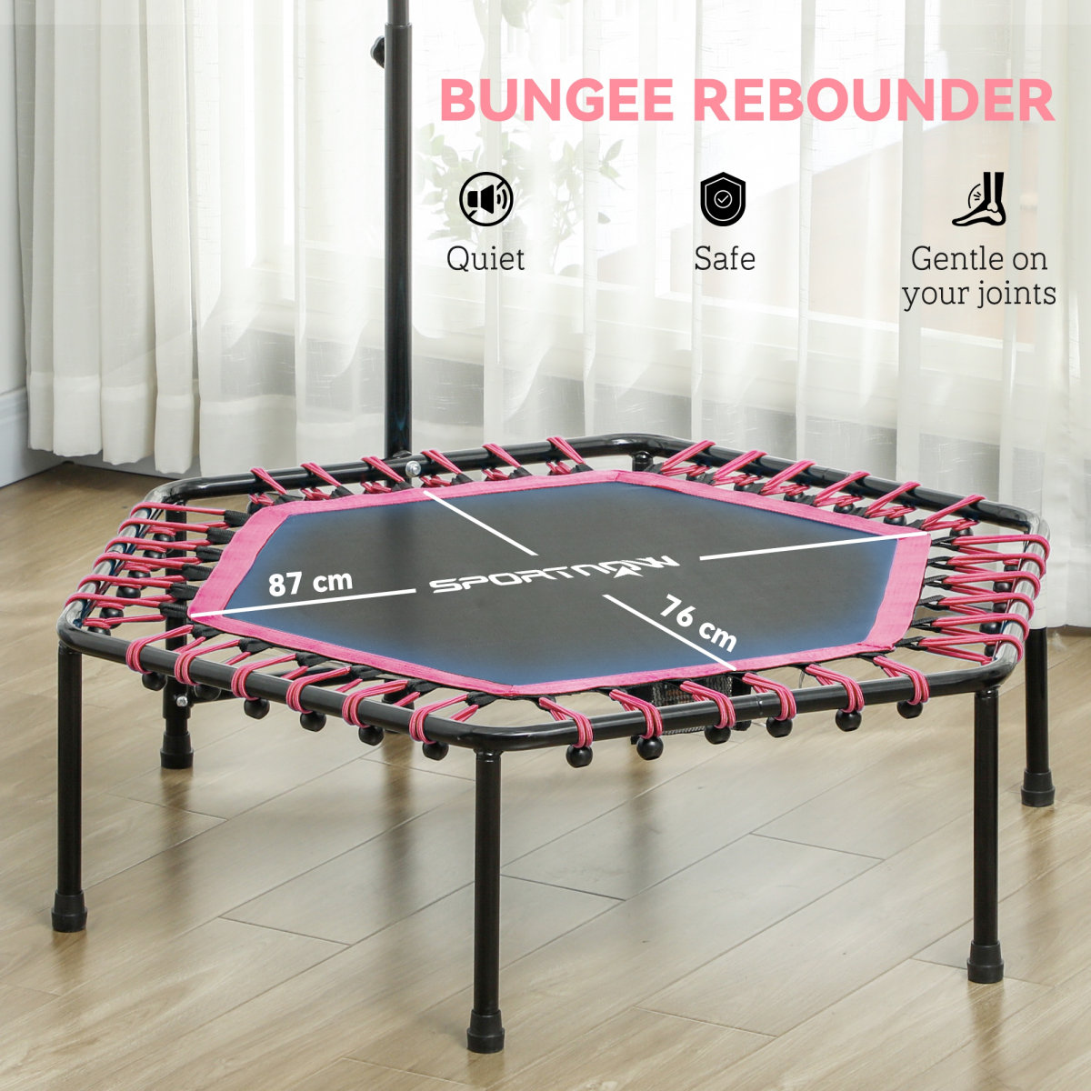 SPORTNOW 45" Fitness Trampoline with Adjustable Handle, LED Lights