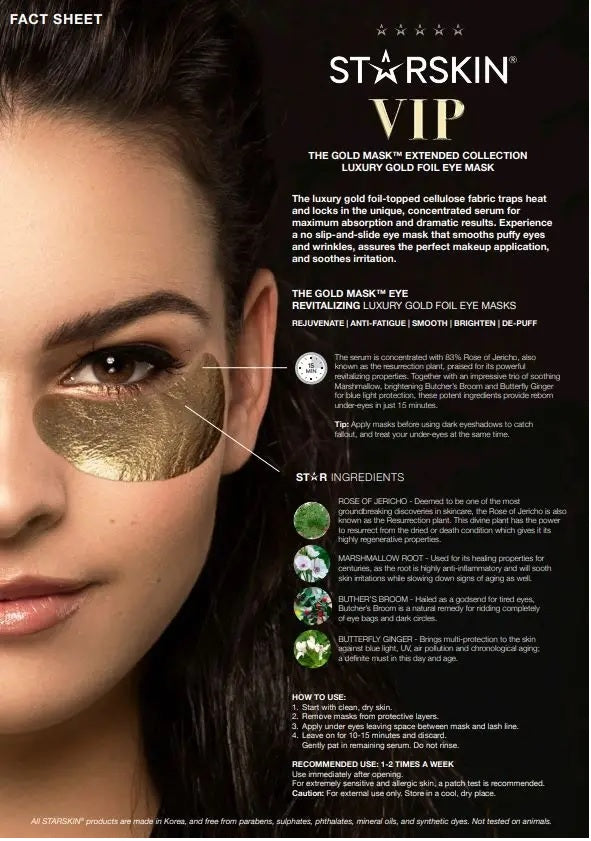 STARSKIN VIP The Gold Mask™ Eye - 5 Pack - Revitalizing Eye Pads