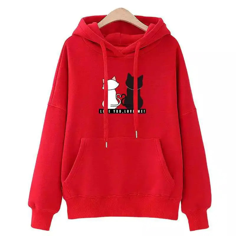 Cartoon Hoodie - Cozy Korean Loose Fit Top with Velvet Lining