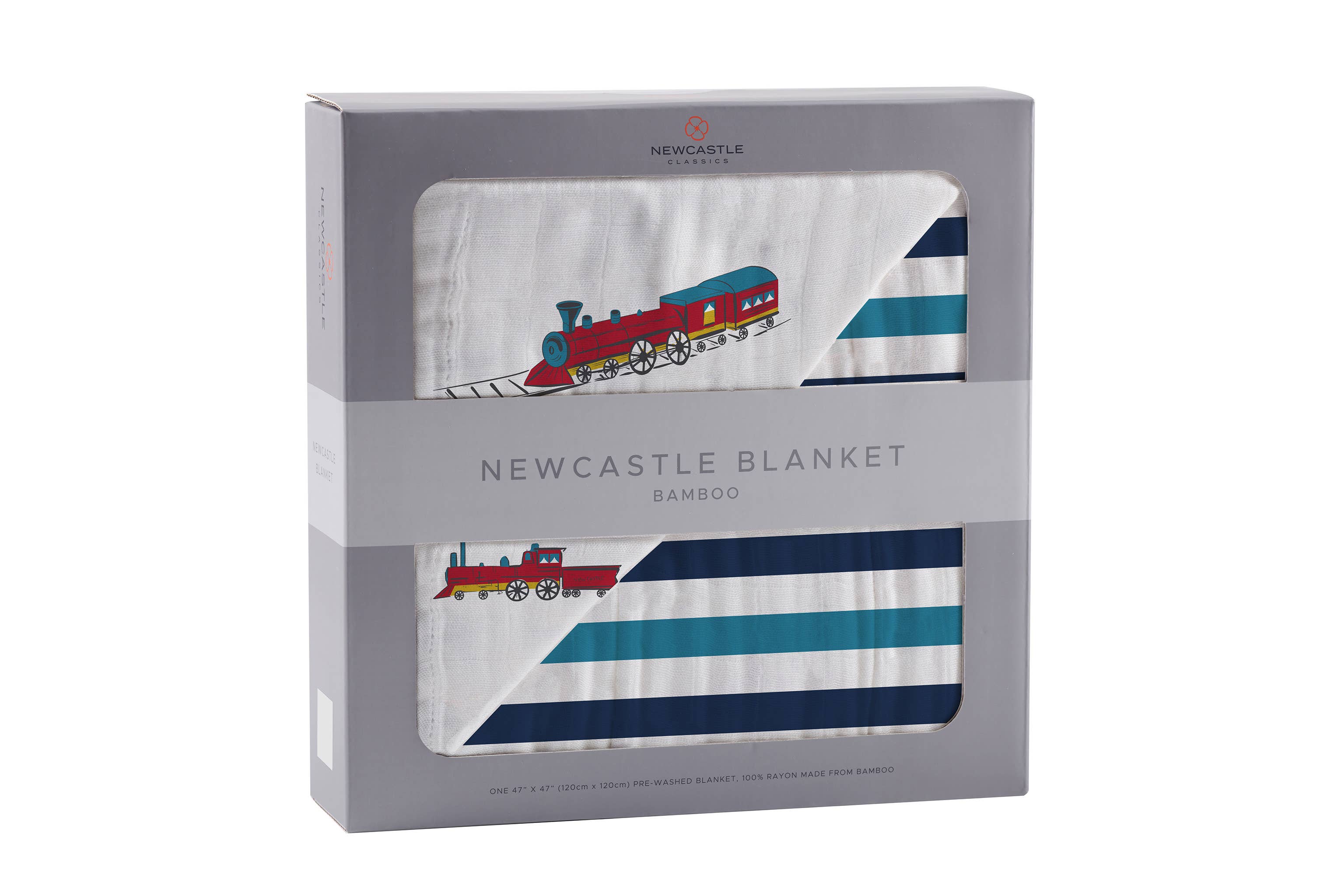 Vintage Steam Trains and Blue Stripe Newcastle Blanket