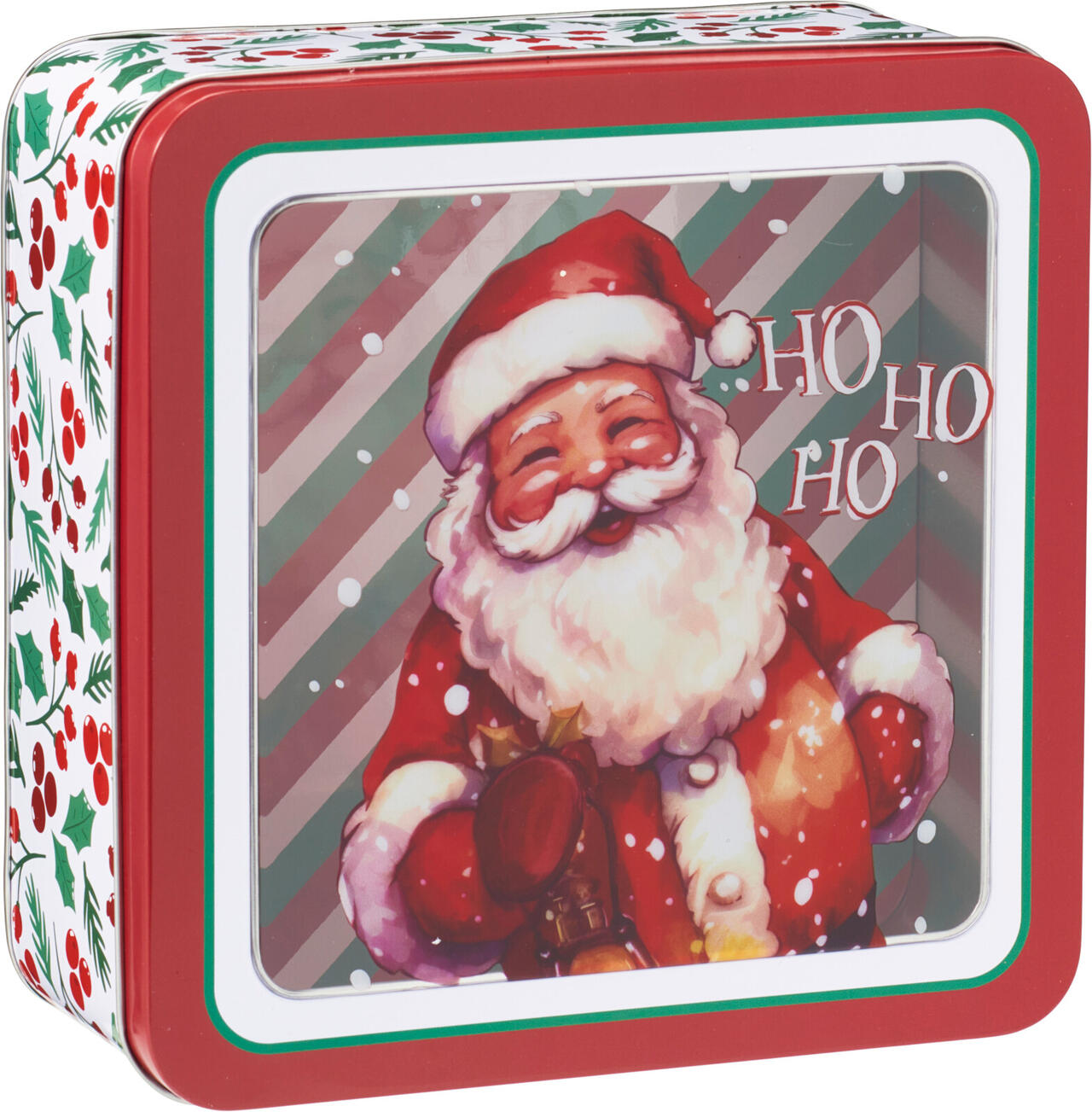 Storage Tin, Metal, Square Shape 190X190Xh85mm,Transparent Pet Lid one supplied