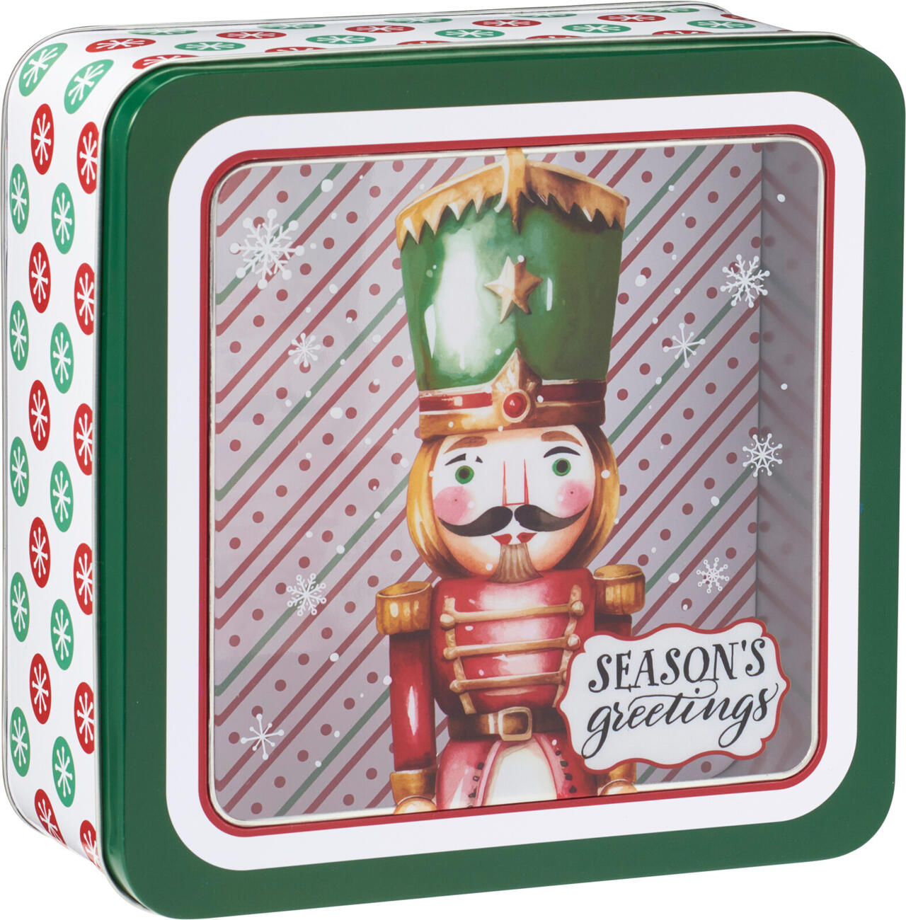 Storage Tin, Metal, Square Shape 190X190Xh85mm,Transparent Pet Lid one supplied