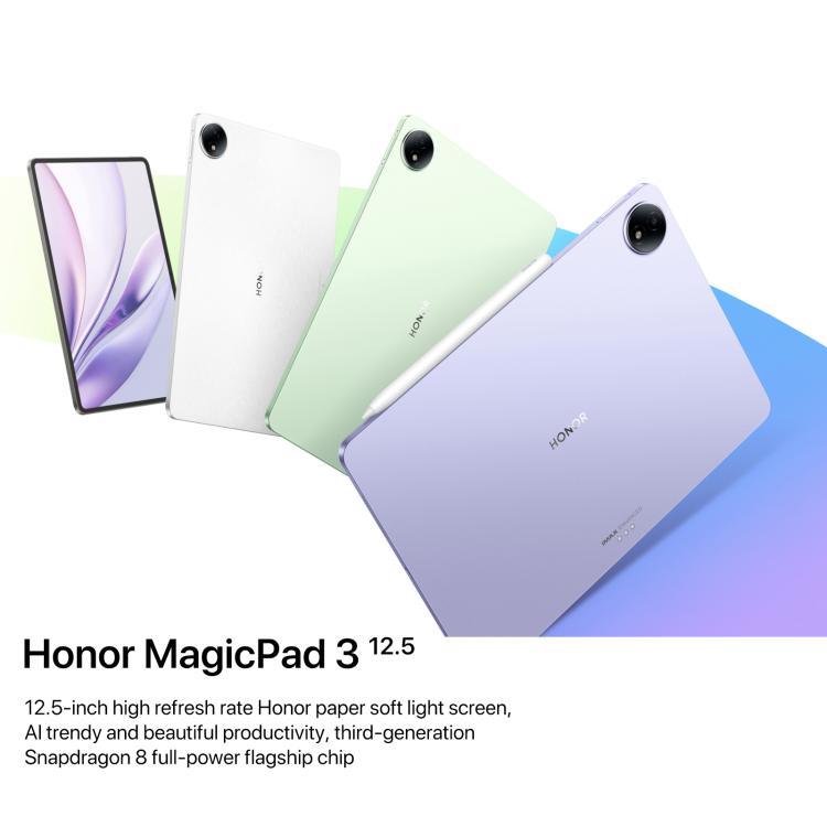 Honor MagicPad3 12.5 inch WiFi Tablet PC, 8GB+256GB MagicOS 9.0.1 Qualcomm Snapdragon 8 Gen3 Octa Core, 8GB+256GB