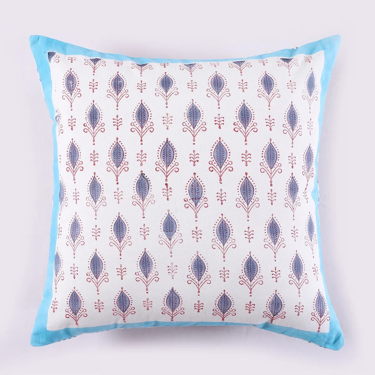 White & Blue Ethnic Motifs Cotton Square Cushion Covers