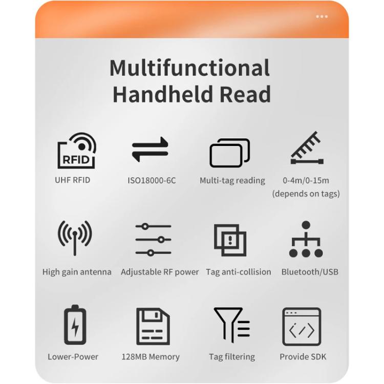 E710 Chip Long Range RFID UHF Portable Handheld Bluetooth Reader, Style: Enhanced