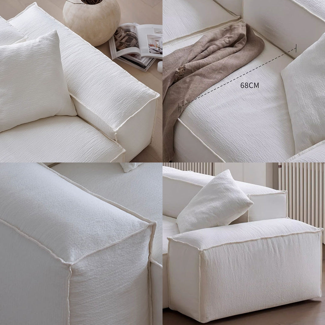 Zaavan Three Seater Sofa, Modular Sofa, White Linen