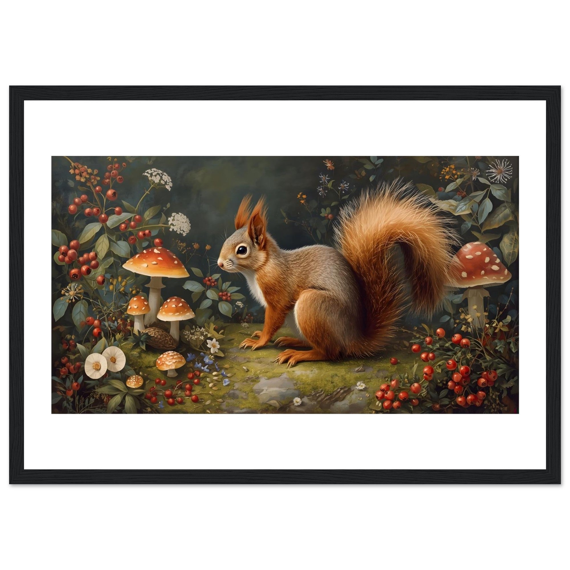 Woodland Squirrel Framed Print – Rustic Nature Wall Art