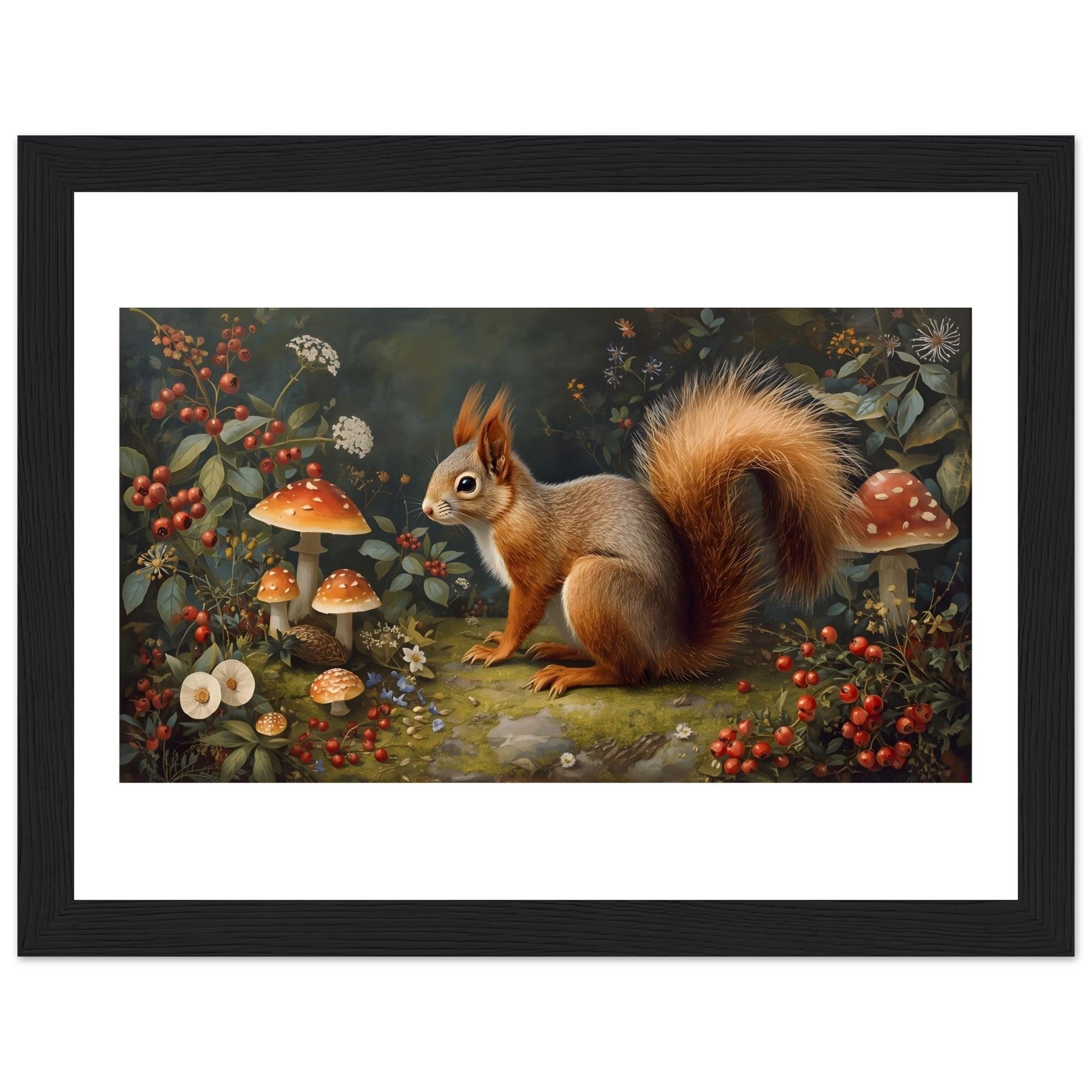 Woodland Squirrel Framed Print – Rustic Nature Wall Art