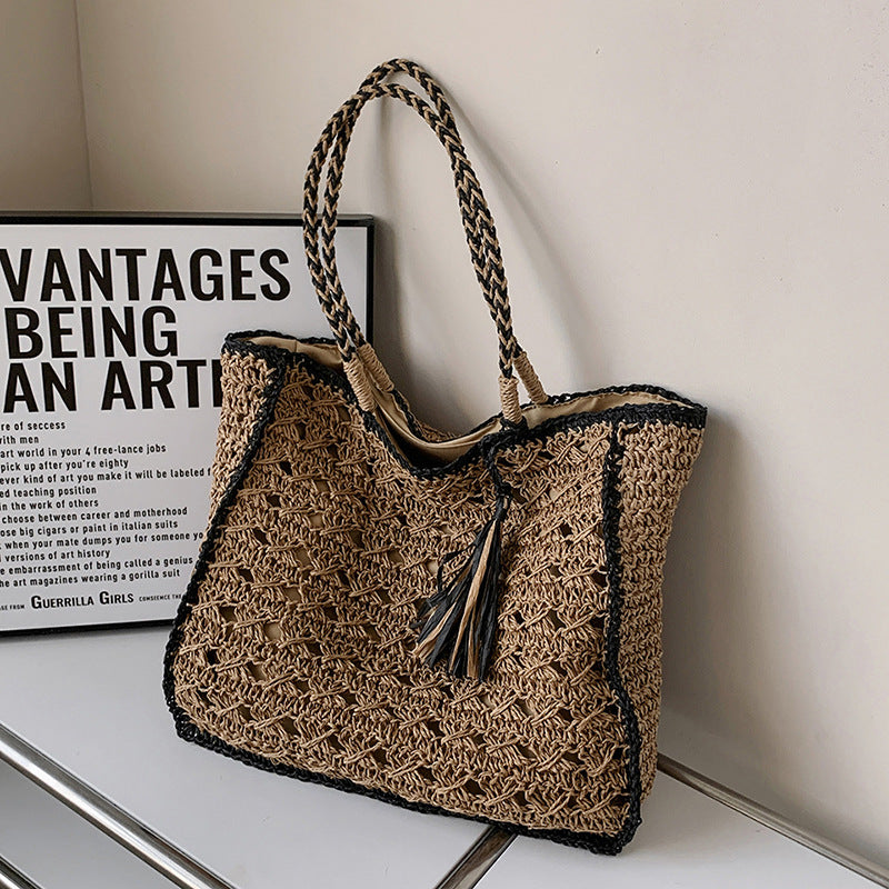 Women's Fashion Simple Straw Hollow Shoulder Bag