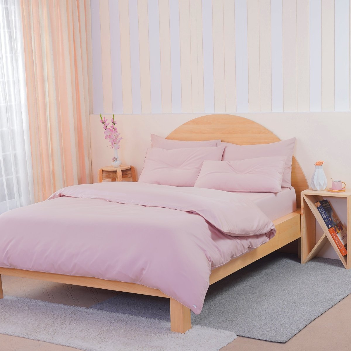Ackly Bamboo Blush Pink Duvet Cover Set
