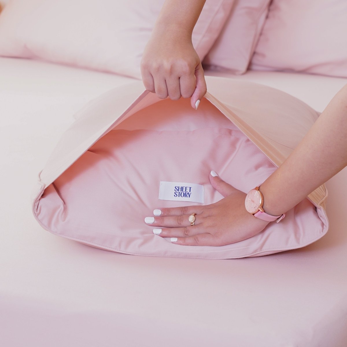 Ackly Bamboo Blush Pink Duvet Cover Set