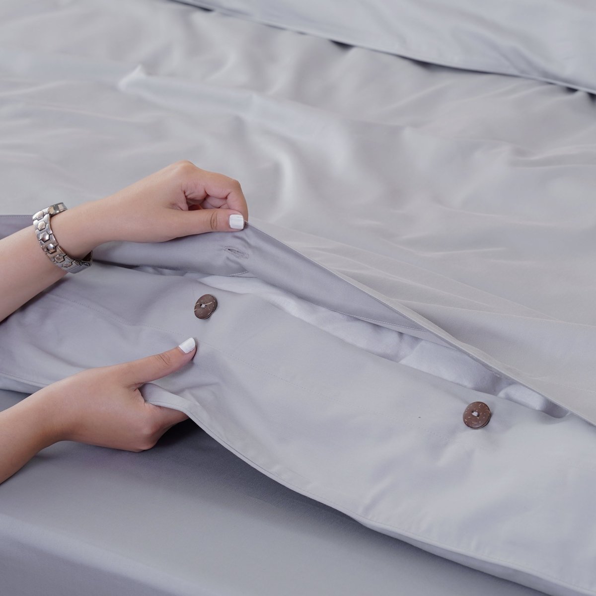 Ackly Bamboo - Dove Grey Duvet Cover, Fitted Sheet & Pillowcases Set