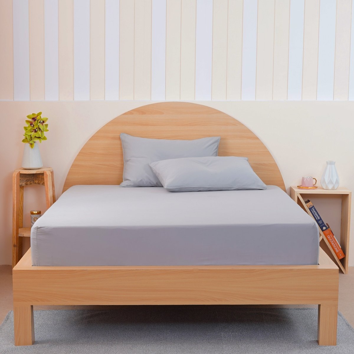 Ackly Bamboo - Dove Grey Duvet Cover, Fitted Sheet & Pillowcases Set