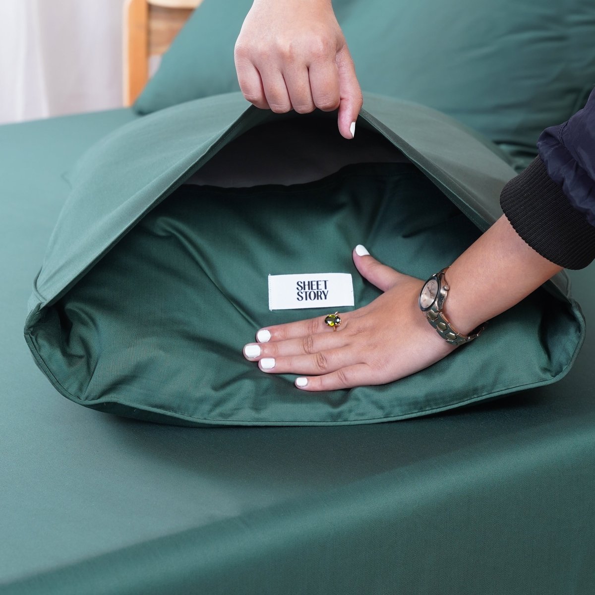 Ackly Bamboo - Royal Green Pillowcases Pair - Zestio