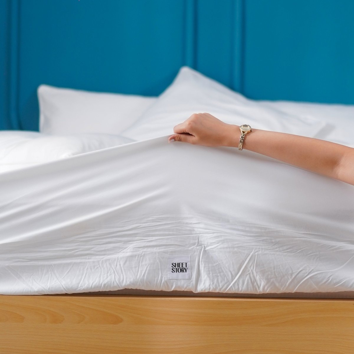 Ackly Bamboo - White Duvet Cover, Fitted Sheet & Pillowcases Set