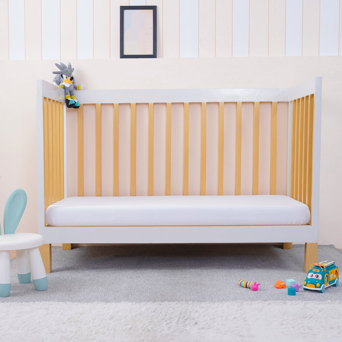 Ackly Bamboo - White Cot Bed Size Fitted Sheet - Zestio