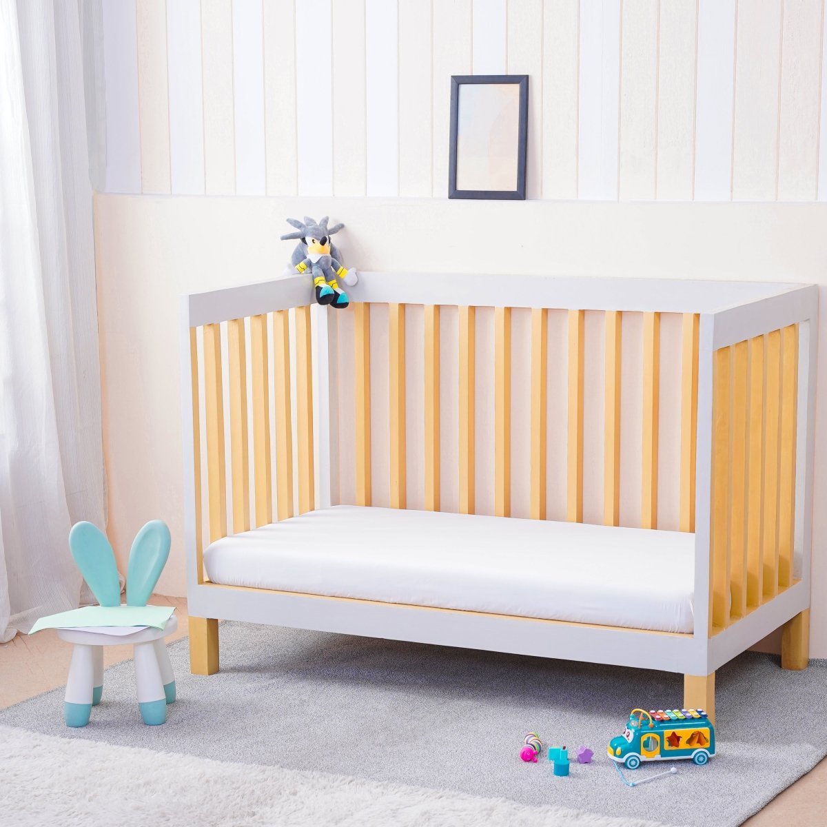 Ackly Bamboo - White Cot Bed Size Fitted Sheet - Zestio