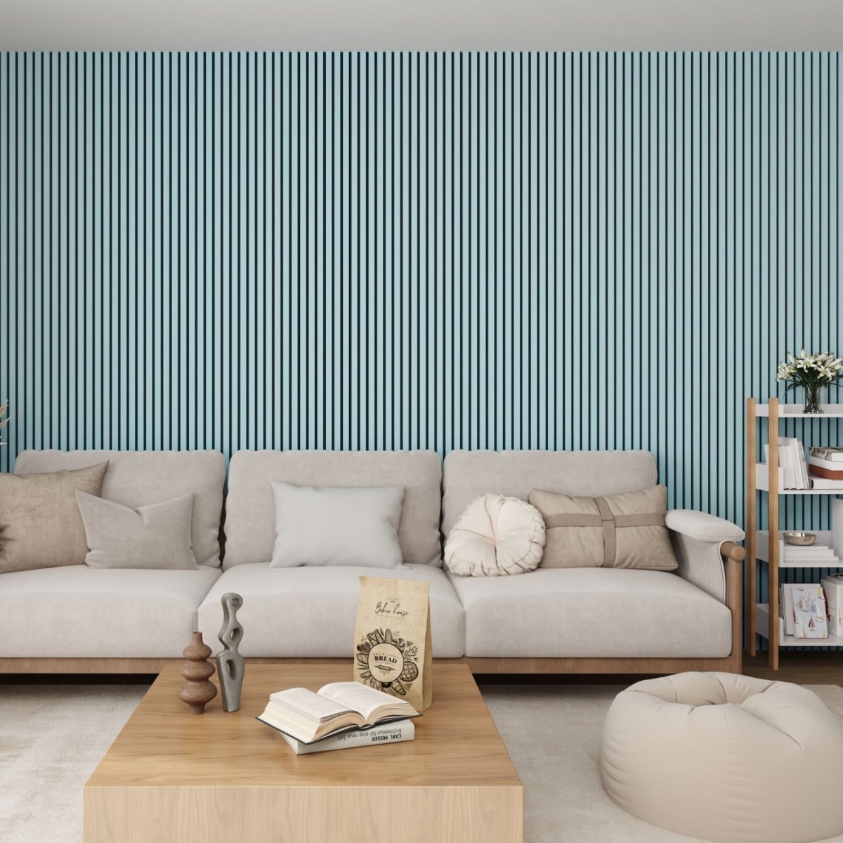 Acoustic Wall Panels in Baby Blue with Black Backing - Zestio