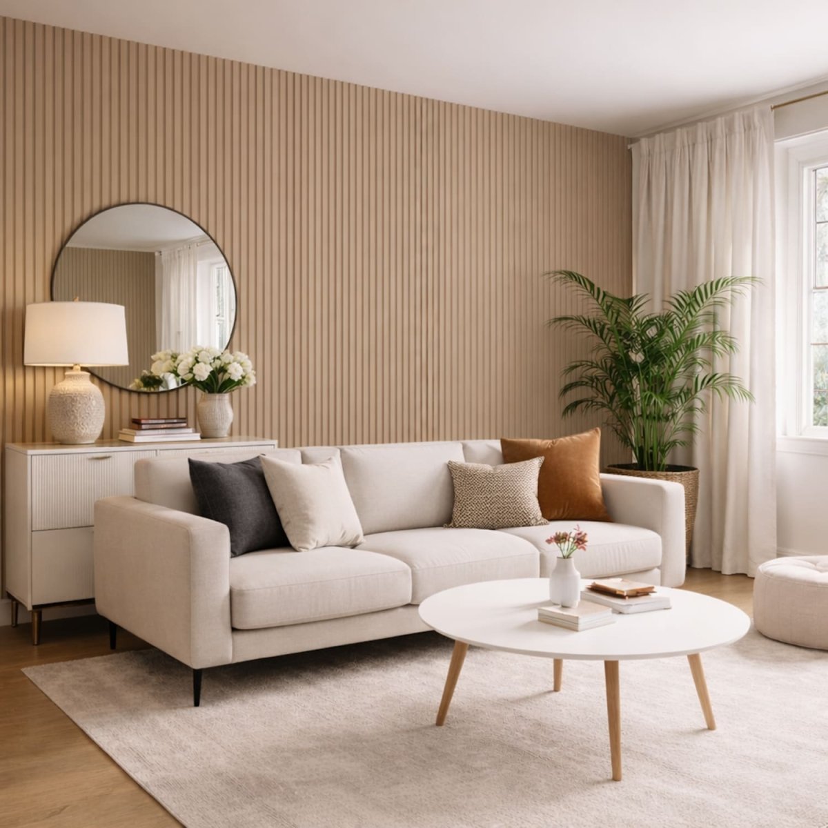 Acoustic Wall Panels in Biscuit with White Backing - Zestio