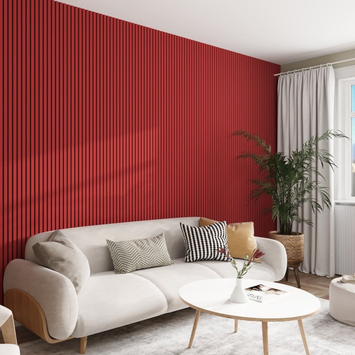 Acoustic Wall Panels in Red Wonder with Black Backing - Zestio