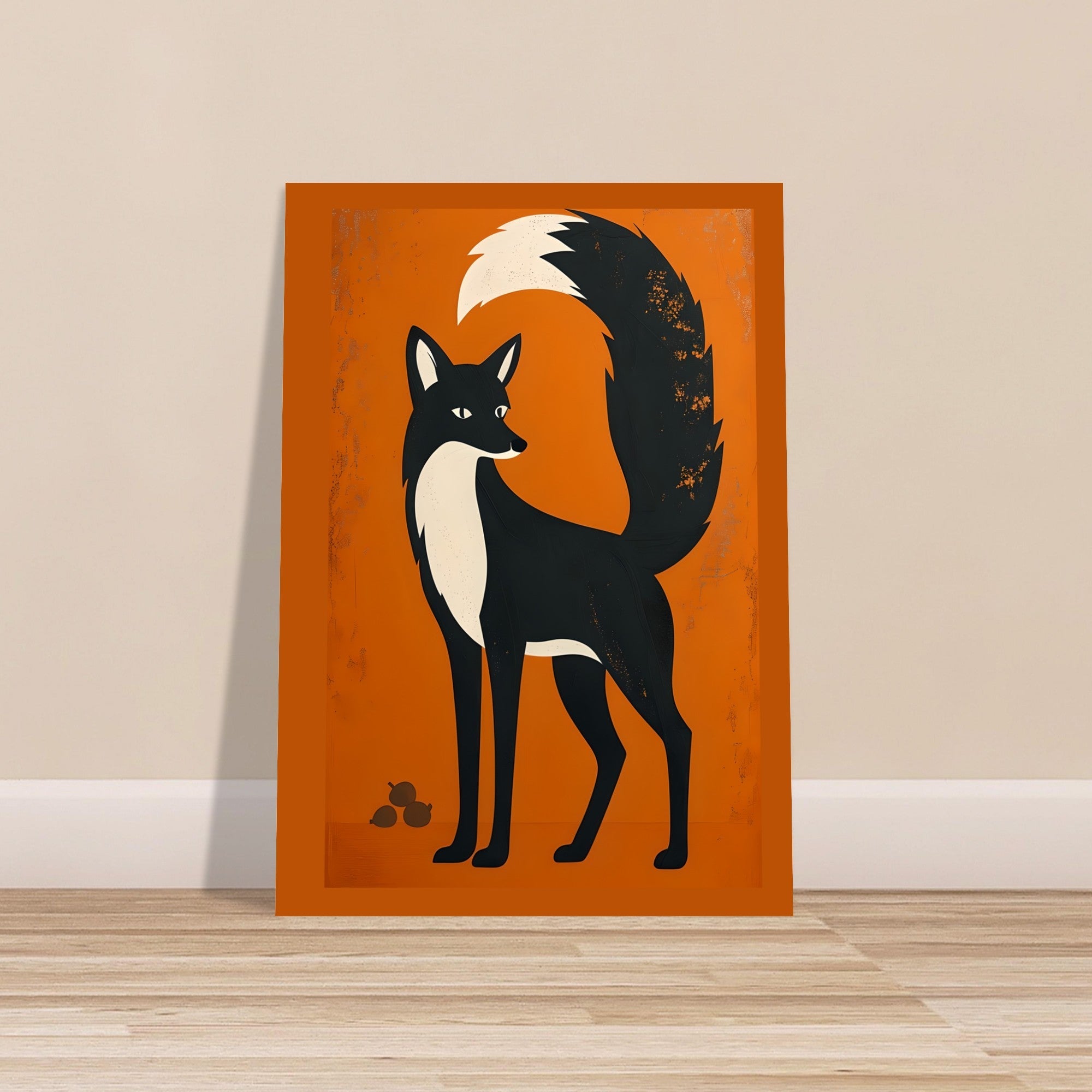 Modern Fox Poster - Scandinavian Woodland Animal Art - Retro Orange Minimalist Print for Home