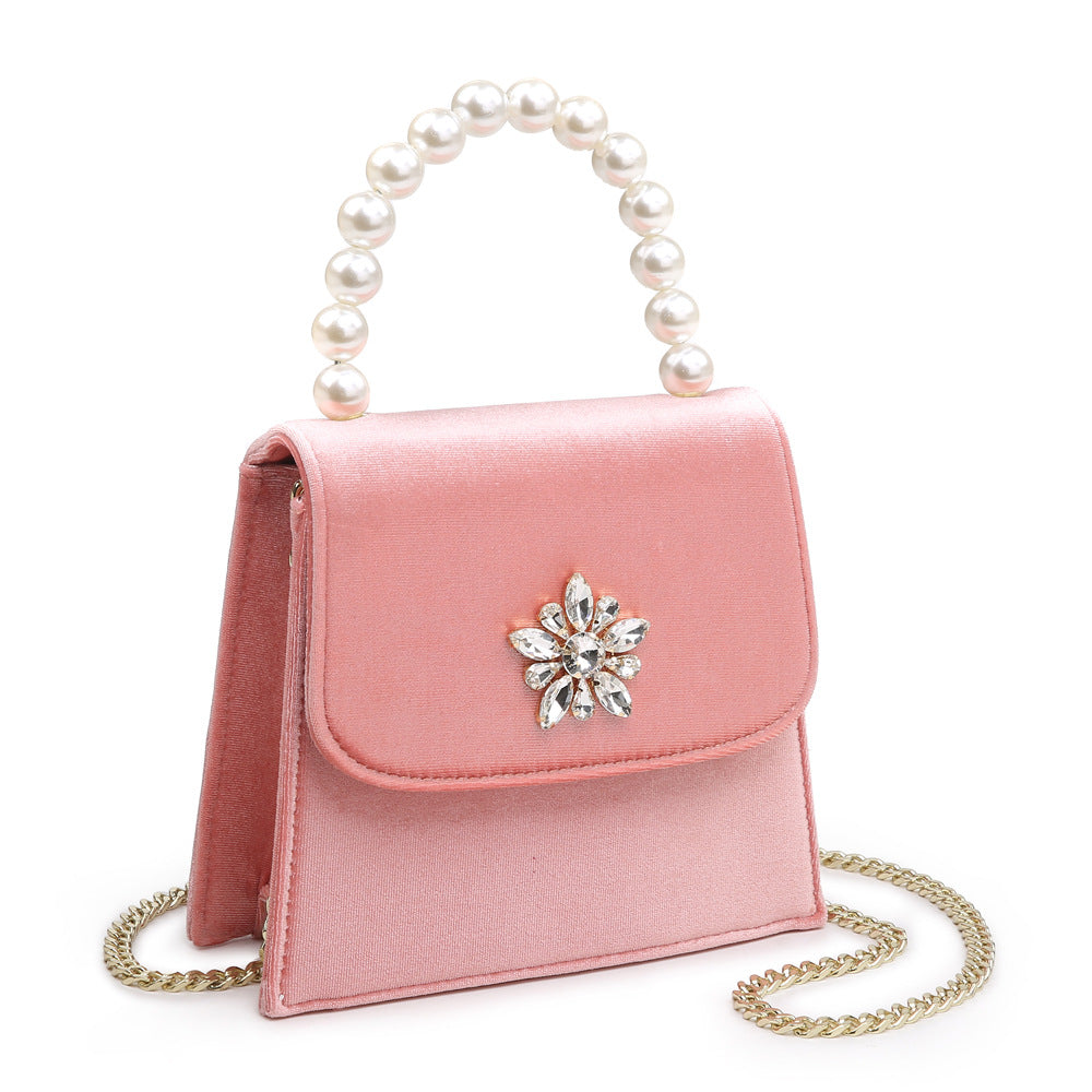Women's Velvet Small Square Chain Shoulder Messenger Bag