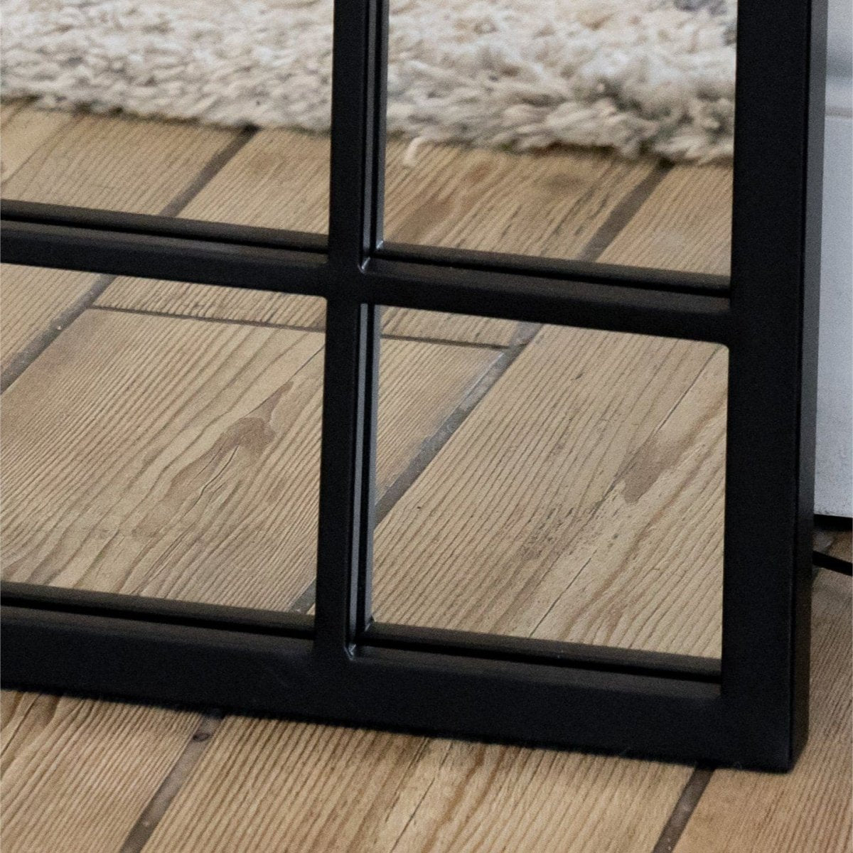 Aimi - Full Length Black Metal Rectangle Window Mirror - 200cm x 120cm - Zestio