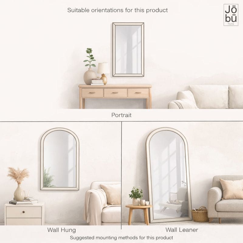 Akiko - Full Length Gold Metal Arched Mirror - 160cm x 60cm - Zestio