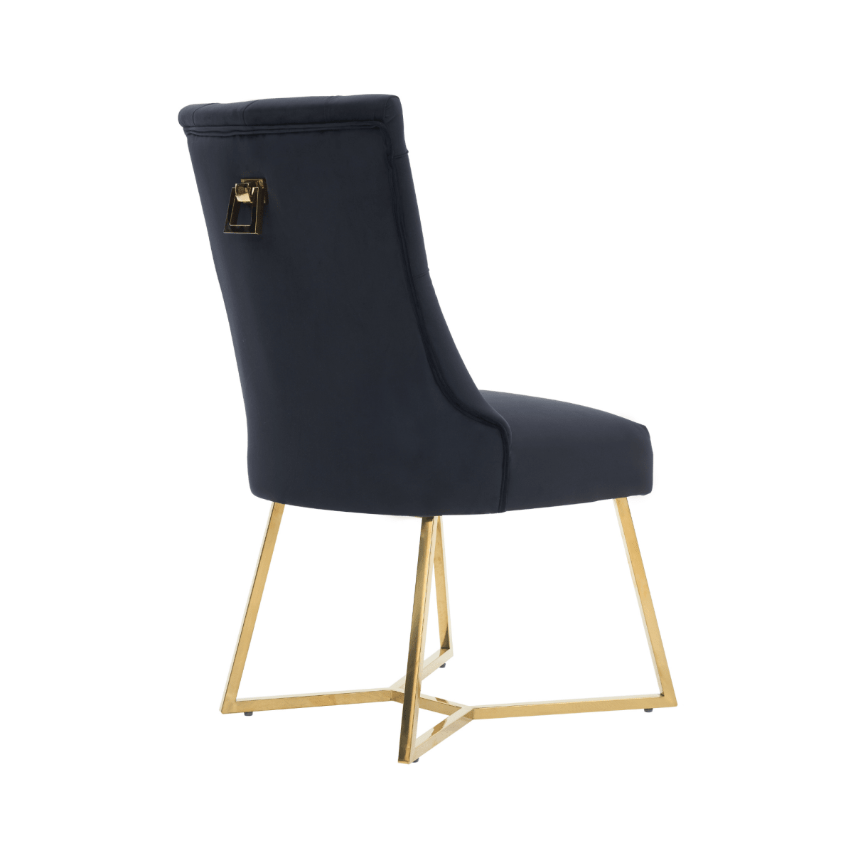 Ambra Velvet Dining Chair – Tufted Luxury Accent with Gold Legs & Ring Pull - Zestio