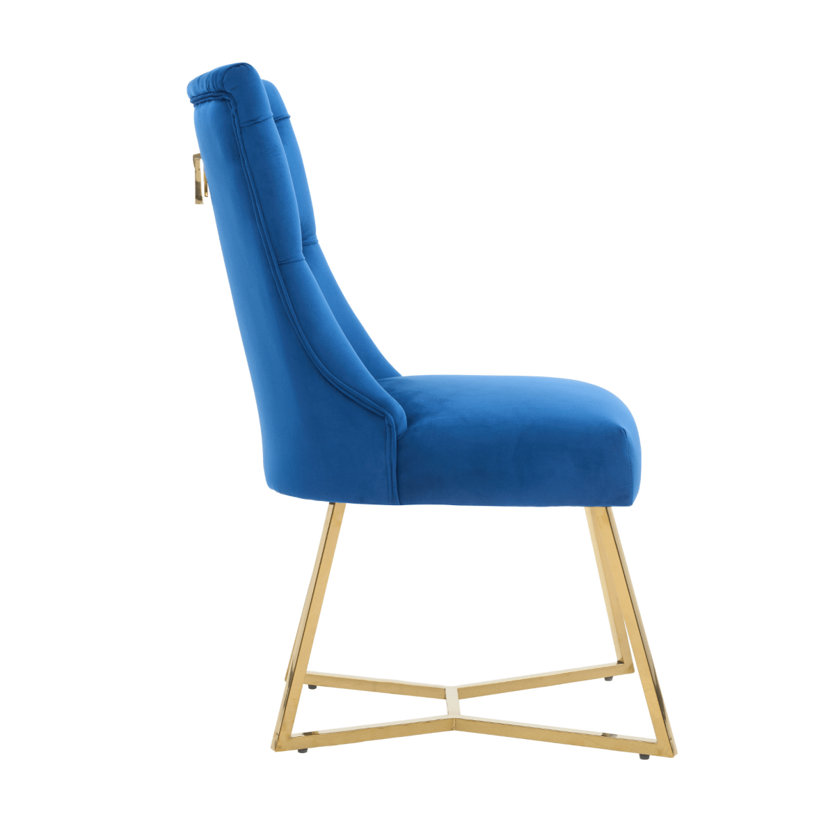Ambra Velvet Dining Chair – Tufted Luxury Accent with Gold Legs & Ring Pull - Zestio