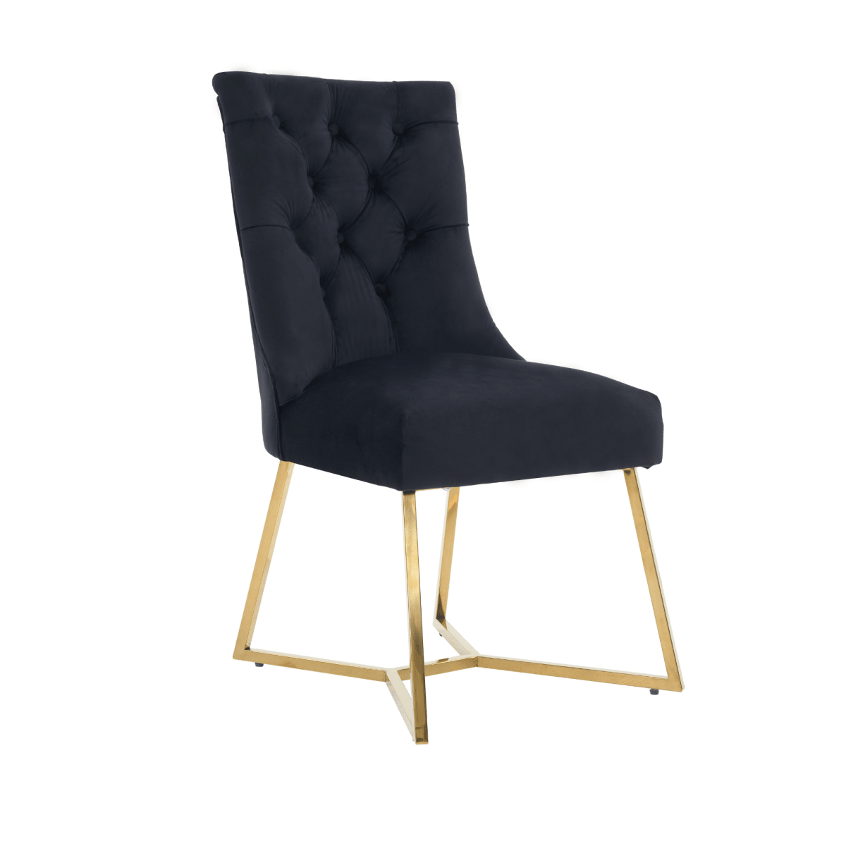 Ambra Velvet Dining Chair – Tufted Luxury Accent with Gold Legs & Ring Pull - Zestio