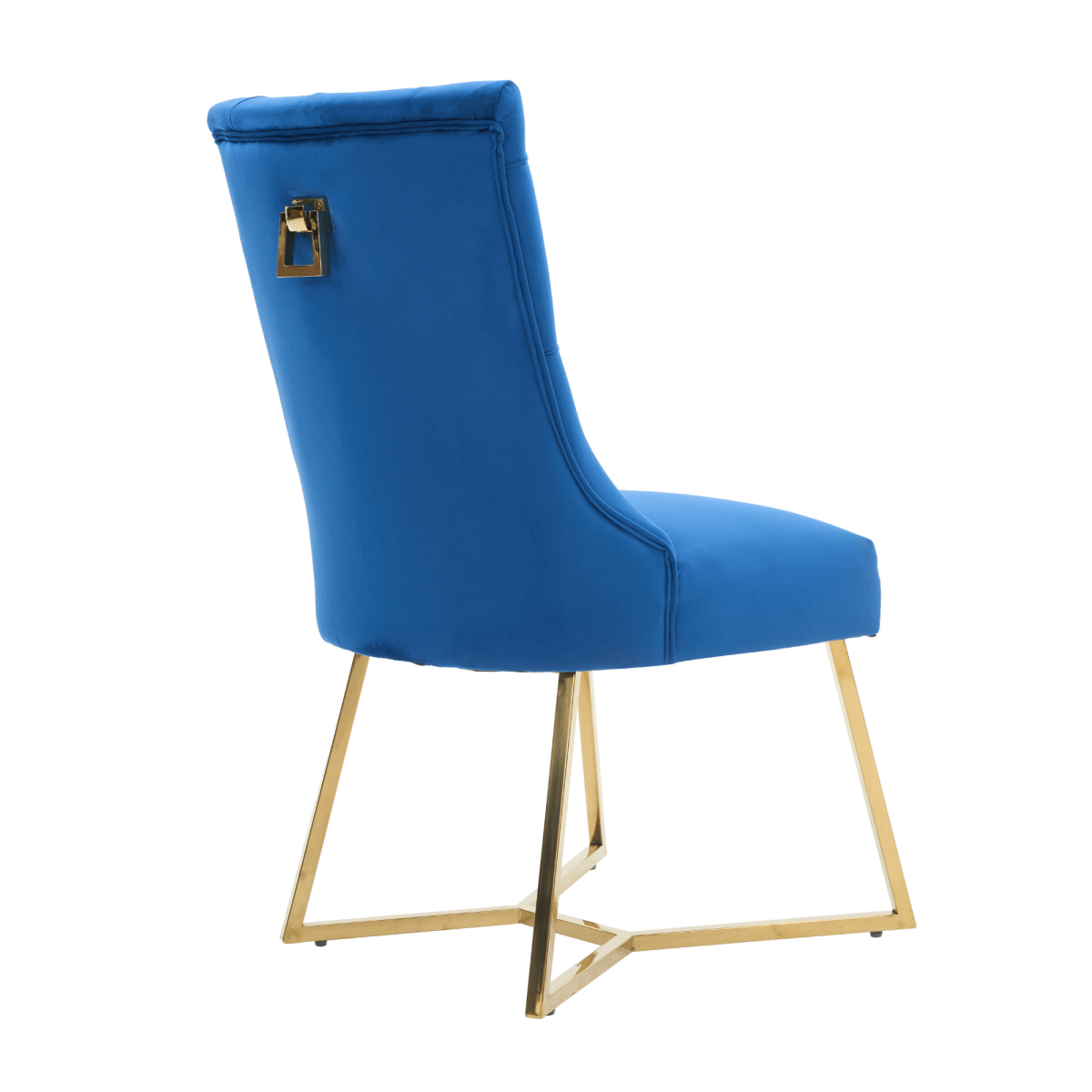 Ambra Velvet Dining Chair – Tufted Luxury Accent with Gold Legs & Ring Pull - Zestio