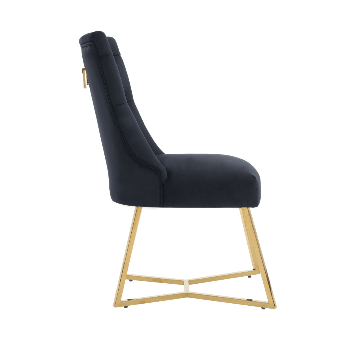 Ambra Velvet Dining Chair – Tufted Luxury Accent with Gold Legs & Ring Pull - Zestio