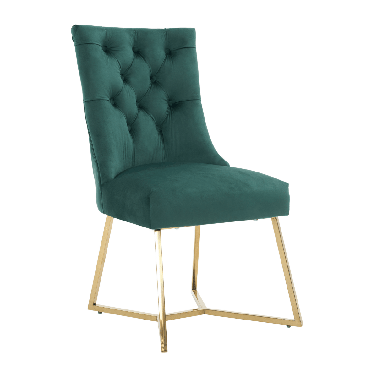 Ambra Velvet Dining Chair – Tufted Luxury Accent with Gold Legs & Ring Pull - Zestio