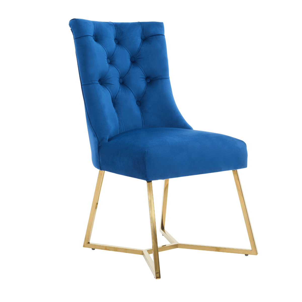 Ambra Velvet Dining Chair – Tufted Luxury Accent with Gold Legs & Ring Pull - Zestio