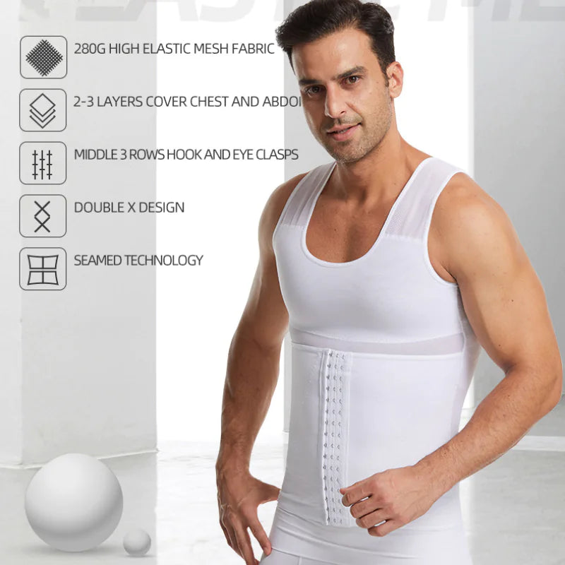 Men's Compression Shirt Slimming Body Shaper Vest - Enhance Fitness & Comfort with Stylish Design