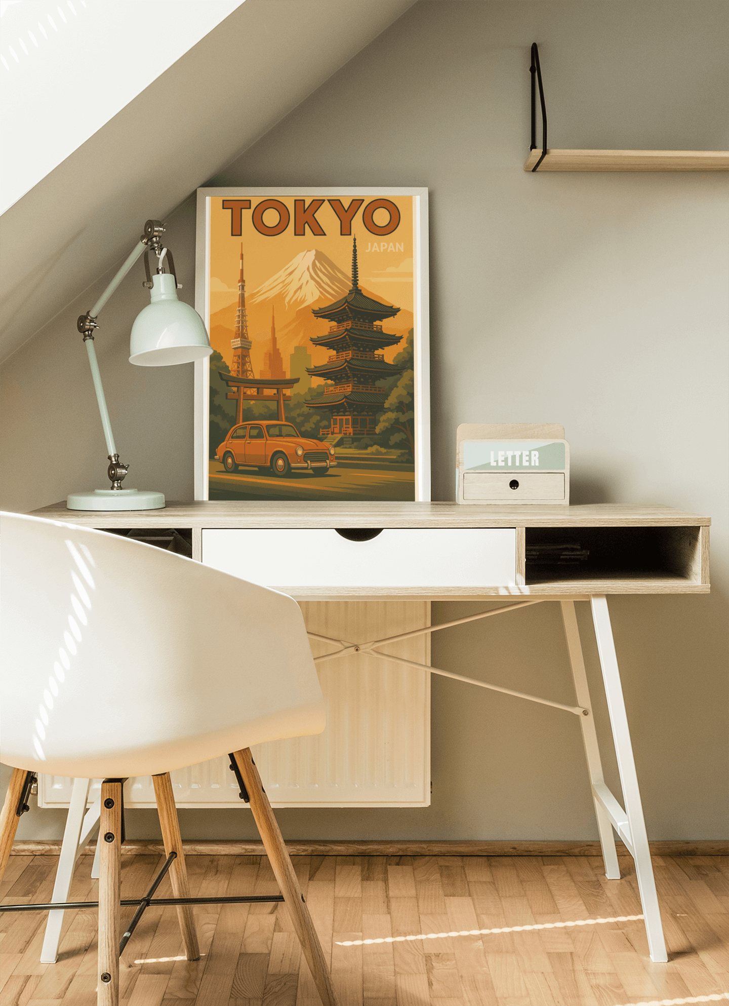 Vintage Tokyo Travel Poster – Retro Japan Wall Art with Mount Fuji