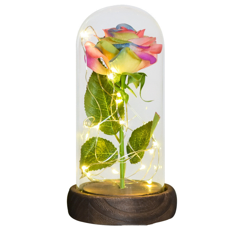 520 Valentine's Day Gift Eternal Life Emulational Rose Flower Glass Cover DIY