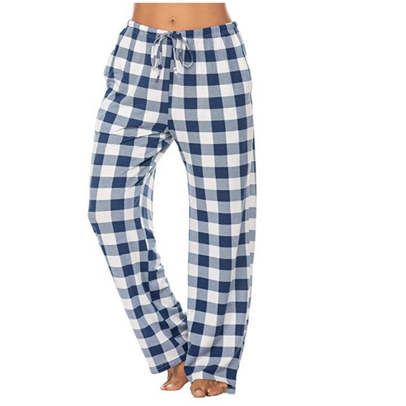 Women's Stretch Plaid Casual Pants With Pockets
